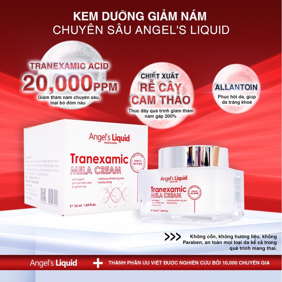 Kem Dưỡng Tranexamic Acid Mờ Nám Chuyên Sâu Angel's Liquid Mela Cream 50ml Chính Hãng Hàn Quốc