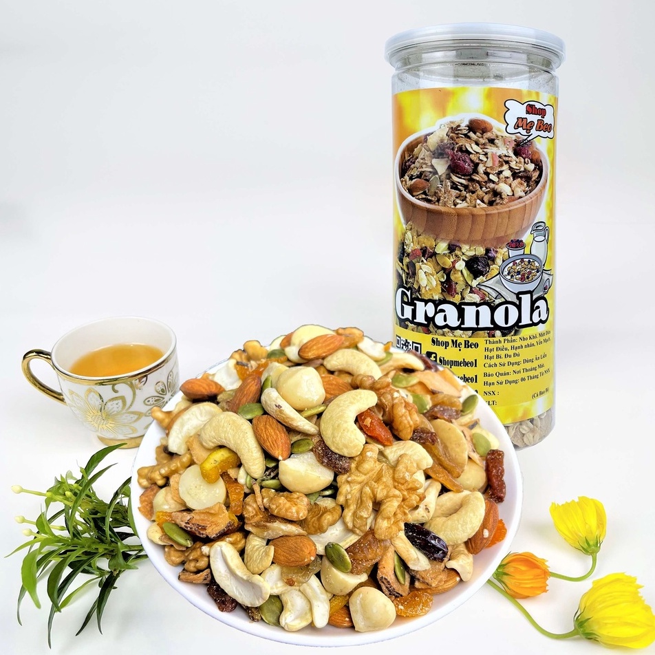 Granola ăn kiêng không đường siêu hạt dinh dưỡng giảm cân hộp 500Gr