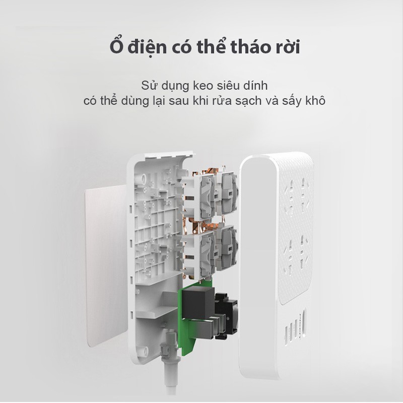 Ổ cắm điện Pisen BH-43  (Ổ dính, 4xAC, 3xUSB)