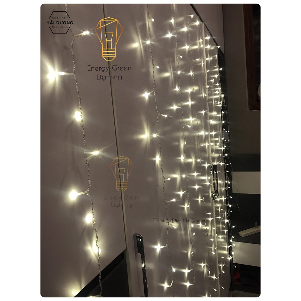 Đèn Led Energy Green Lighting nháy rèm 2 mét 8 dây 8 chế độ trang trí tết TN282 - Chế độ không nháy và 7 chế độ nháy vẫn