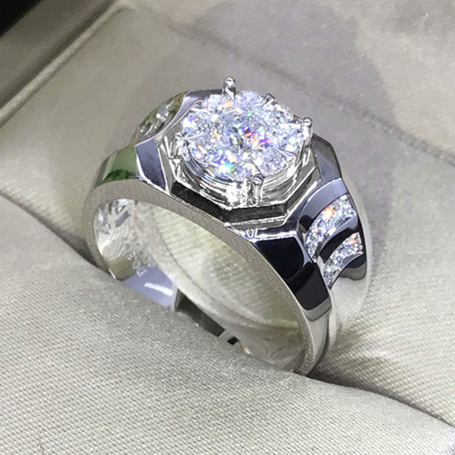 Nhẫn Cưới Mạ Bạc Đính Đá Kim Cương Nhân Tạo Cho Cặp Đôi