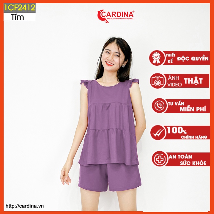 Đồ bộ nữ CARDINA chất cotton Nhật cao cấp áo cộc tay quần đùi dáng suông nhẹ nhàng 1CF24.
