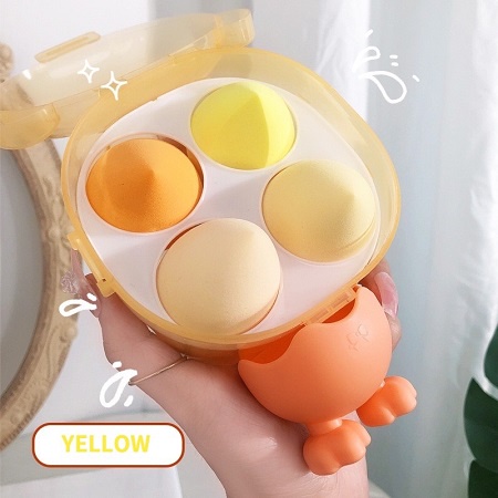 [FREESHIP] Mút Tán Kem, Set 4 Bông Mút Trang Điểm Tán Kem Nền Kèm Hộp Đựng Gấu Dễ Thương