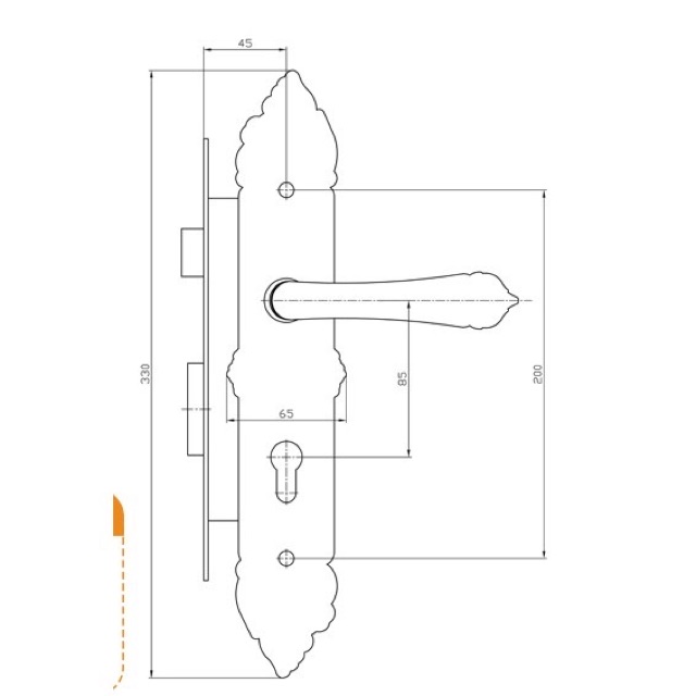 Khoá tay gạt việt tiệp cửa đi 4 cánh 4941