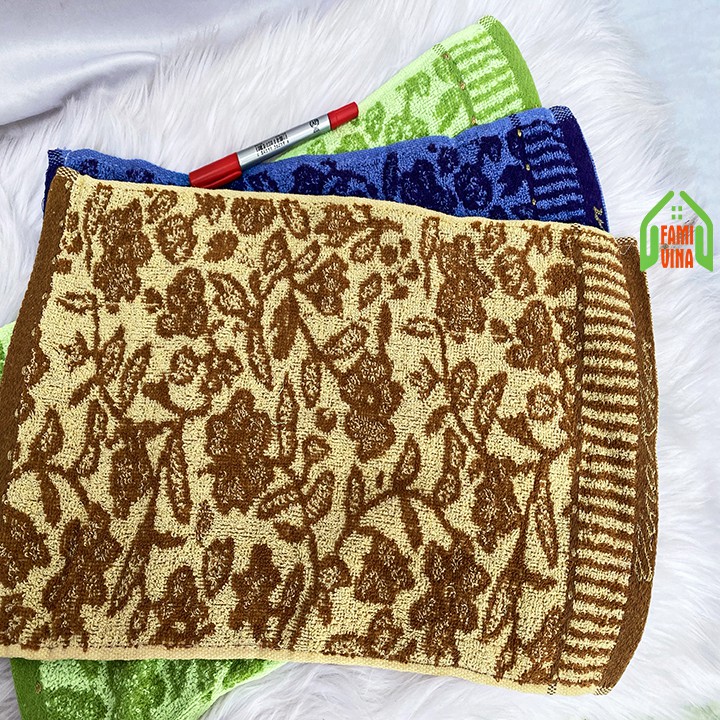 Khăn mặt khăn cotton hoa văn bông cúc cổ điển sang trọng thấm hút tốt kháng khuẩn mềm mại (30x45cm)