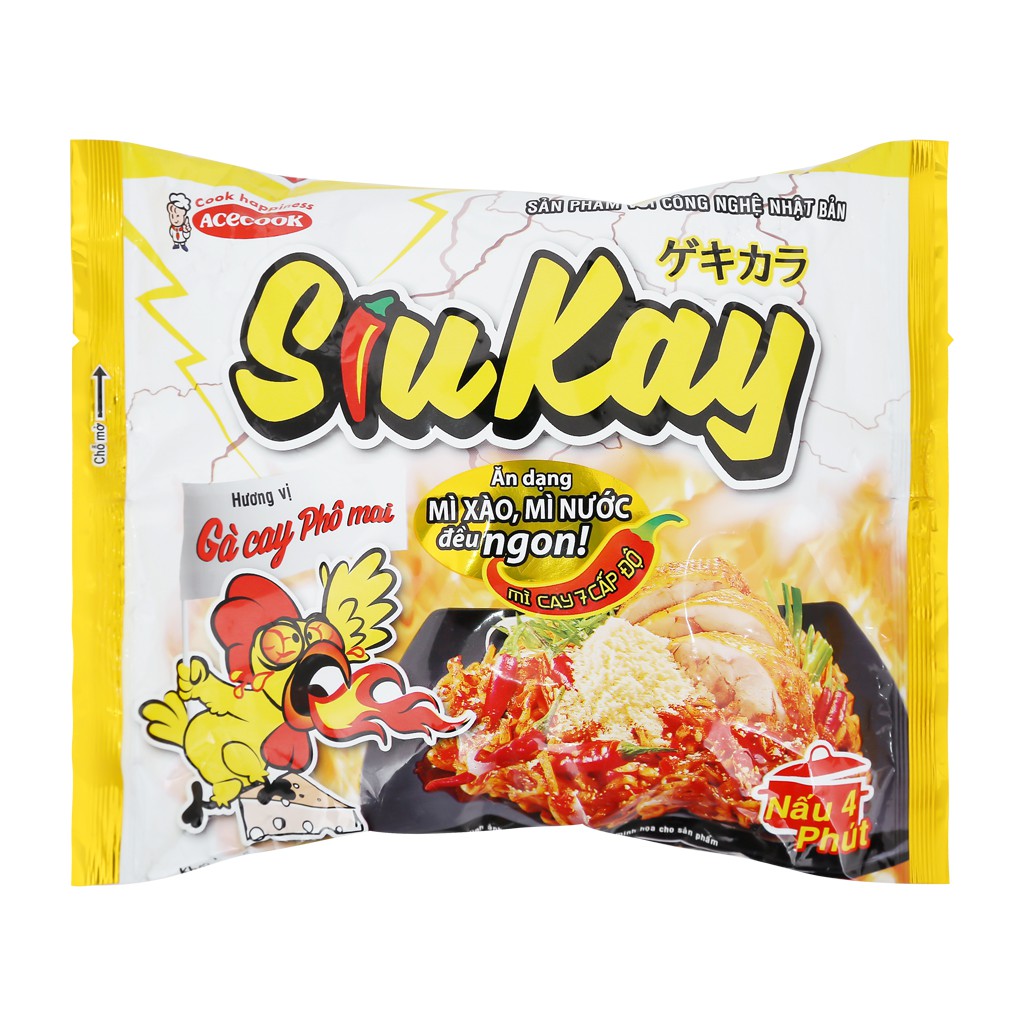 Lốc 5 gói Mì SiuKay hương vị gà cay phô mai gói 129g