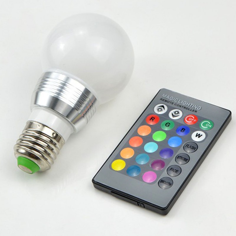 Bộ bóng đèn LED RGB đổi màu&lt;br&gt;kèm điều khiển từ xa