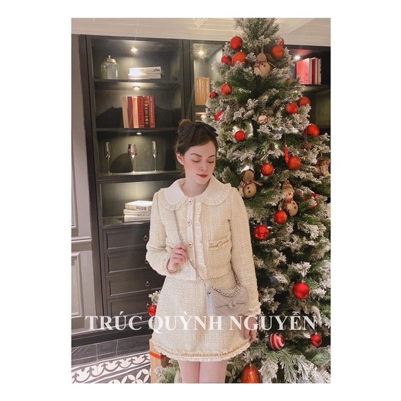 SET BỐ 3 MÓN DẠ: KHOAC DẠ + SƠ MI TRẮNG CỔ BÈO TAY LOE + CHÂN VÁY 🖤 | BigBuy360 - bigbuy360.vn