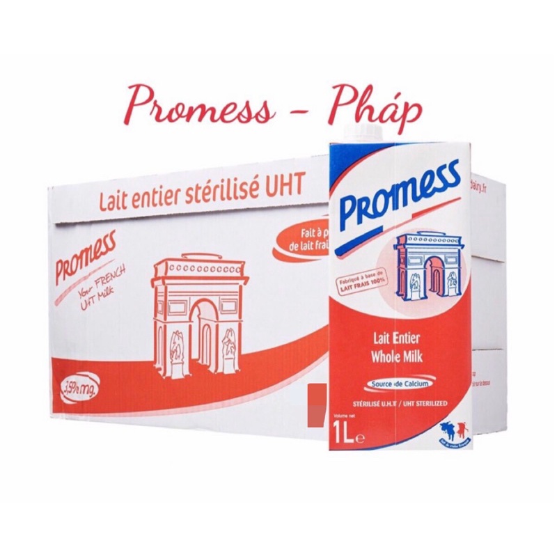 THÙNG 6 HỘP SỮA PROMESS KHÔNG ĐƯỜNG 1L NGUYÊN KEM/ ÍT BÉO/ SỮA PHÁP 1 LÍT