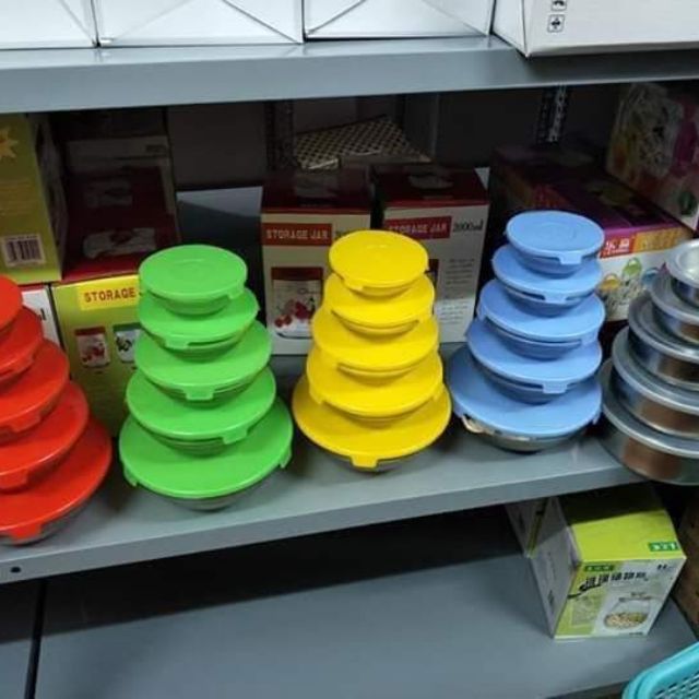 Bộ5 bát thủy tinh và 5 nắp nhựa tương ứng
