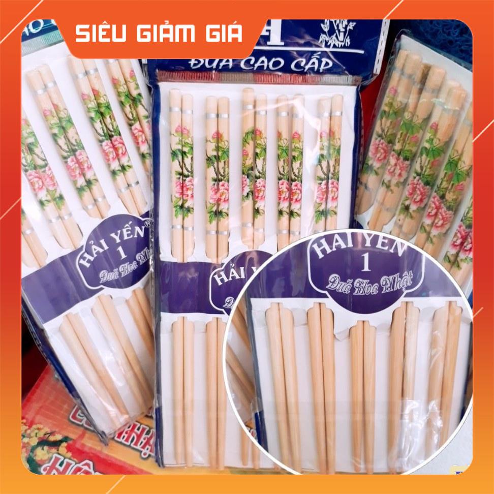 Combo 10 Đôi Đũa Gỗ Tem Bông Trắng Tự Nhiên  An Toàn Tiện Dụng