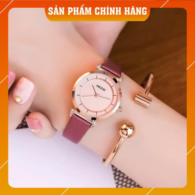 Đồng hồ nữ Kezzi 1781 dây da mặt tròn nhỏ xinh | BigBuy360 - bigbuy360.vn