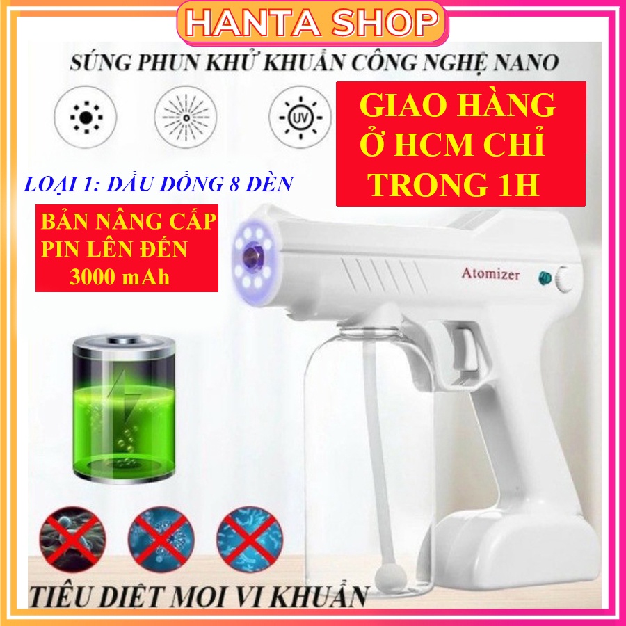 [ LOẠI 1- TIÊU DIỆT COVID ] Máy Phun Xịt Khử Khuẩn ATOMIZER , Máy Xịt Phun Nano 800ml Tích Hợp Đèn Xịt Diệt Khuẩn