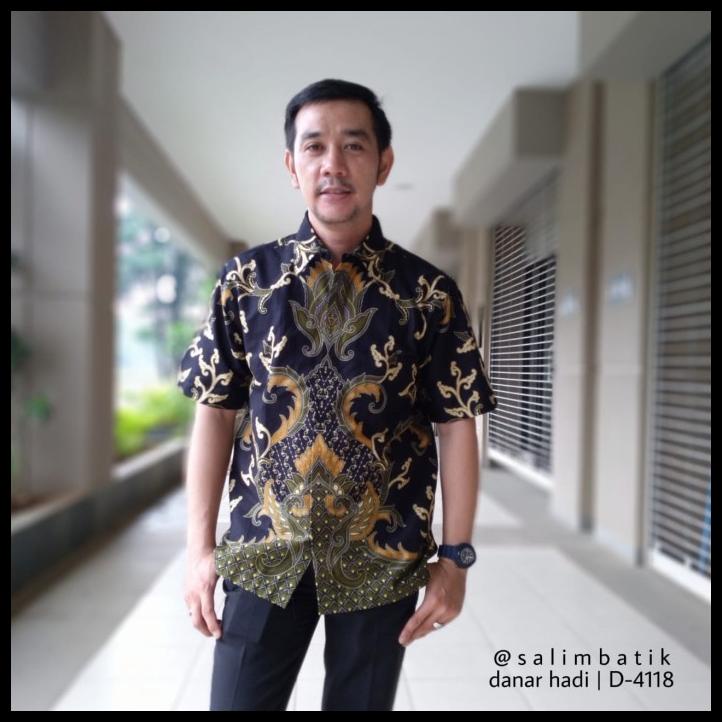 Áo Sơ Mi Ngắn Tay Màu Xanh Lá Cây Cổ Điển Chính Hãng Danar Hadi Batik