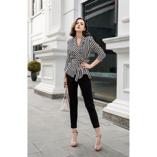 Set quần âu áo kẻ sọc siêu sang trọng