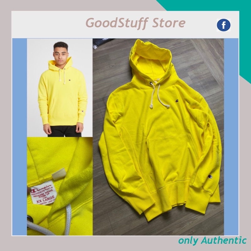 (Có sẵn) Áo khoác nỉ Hoodie Champion (Reverse Weave) Vàng size XXL UK ( 70-85kg )