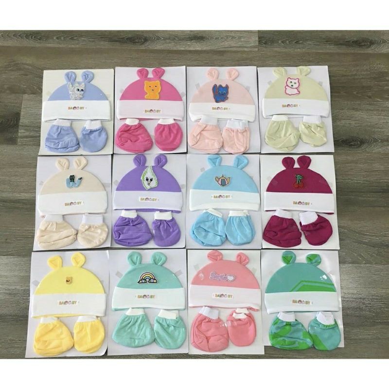 Set mũ, bao tay, bao chân vải cotton mềm mịn nhiều màu