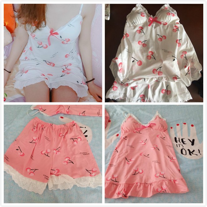 Bộ đồ ngủ phối ren phong cách mùa hè quyến rũ cho nữ