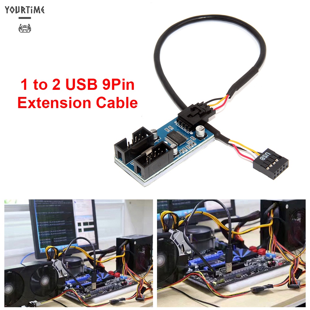 Cáp chia cổng USB 9 pin với 1/2 cổng cho bảng mạch chủ
