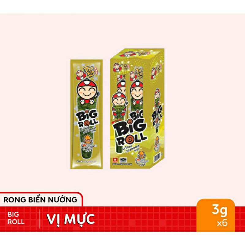Snack rong biển taokaenoi Big Roll vị truyền thống,cay, mực, BBQ 3 6gk