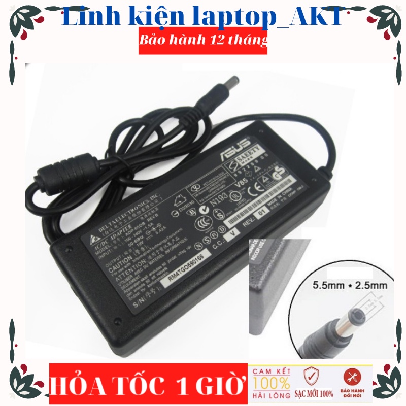 Sạc laptop Asus 19V- 3.42A- 65W-ZIN K43 K43E K53 K53E X43 X43E A43 A43E chữ nhật chân to 5.5mm*2.5mm Zin kèm dây nguồn
