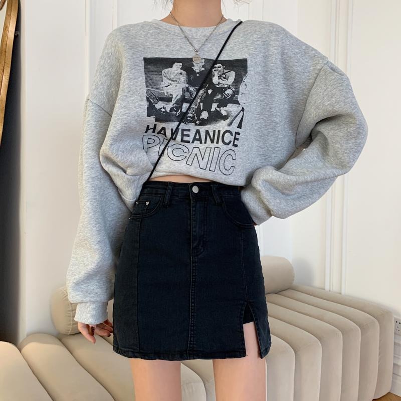 Chân Váy Jeans Lưng Cao Thời Trang Hàn Quốc
