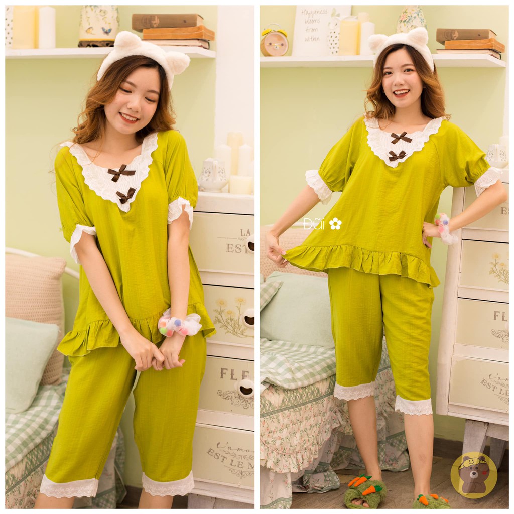 [HOT] Set bộ Tơ Đũi lửng phối ren đủ màu | BigBuy360 - bigbuy360.vn