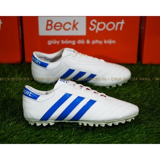 Giày Ct3 chính hãng, giày đá bóng ba sọc, giày trắng ba sọc xanh, Giày đá banh