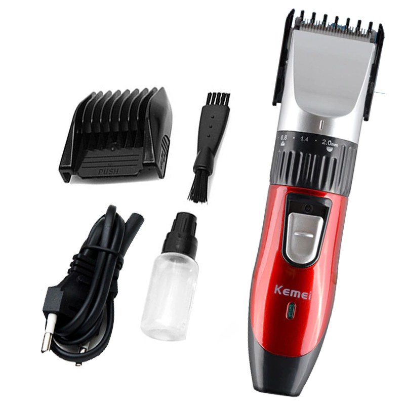 Tông Đơ Cắt Tóc ⚡FreeShip⚡ Tông Đơ Cắt Tóc Gia Đình Kemei KM-730 Sạc Điện - Tặng Kéo  Tặng Đèn