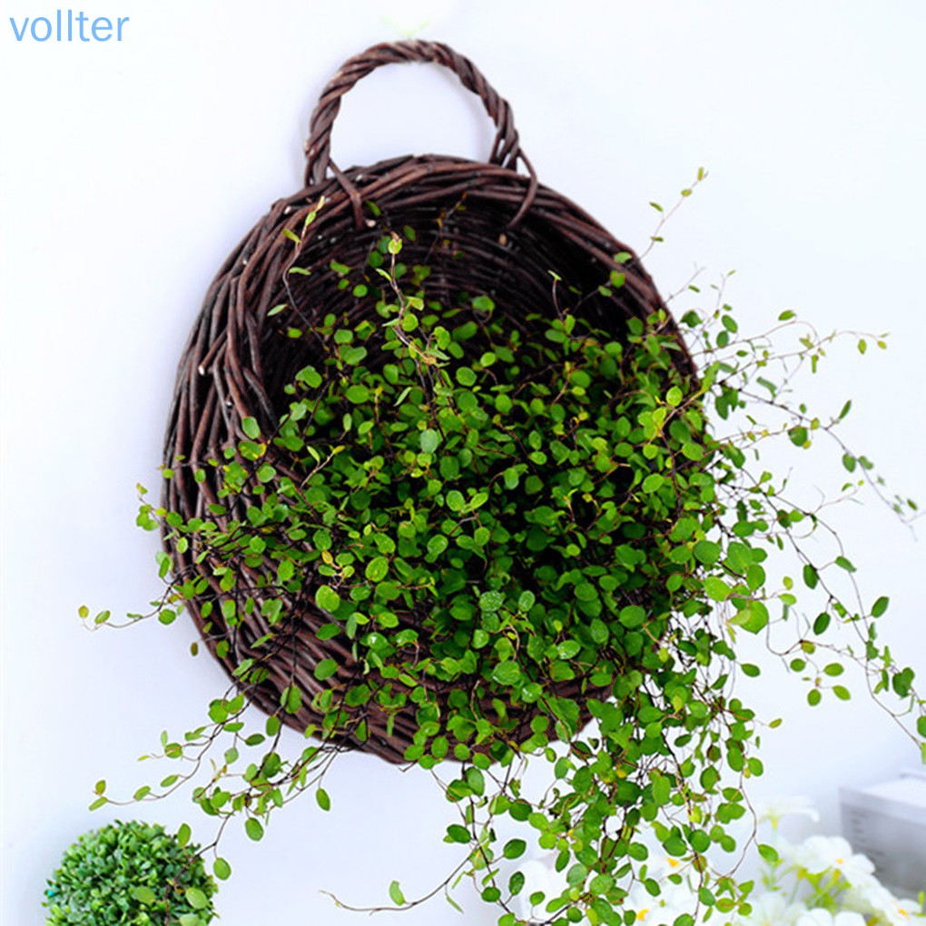 Giỏ rơm sợi mây cắm hoa trang trí vườn/nội thất