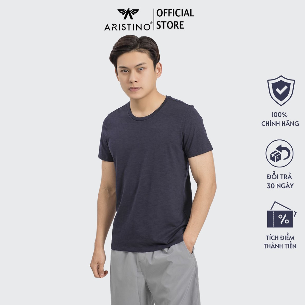 Áo thun nam ARISTINO cổ tròn, dáng suông nhẹ thoải mái, chất liệu cotton mềm mại, thoáng mát - ATS007S9