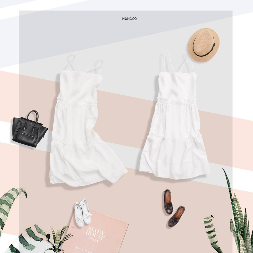 Váy Dây MOMOCO Ngang Ngực Chun Eo Và Chun Dưới Hông M2061