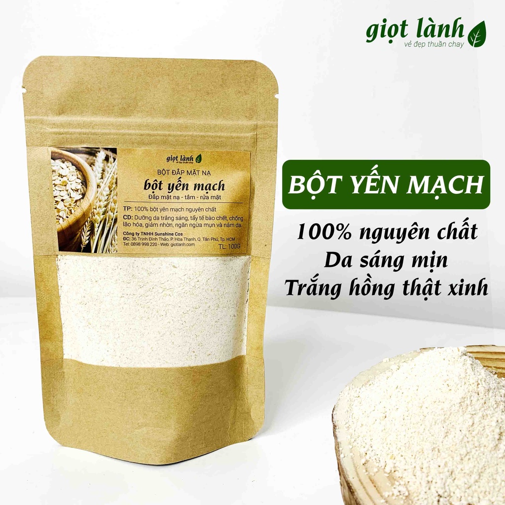 Bột Yến Mạch nguyên chất - Da trắng sáng, mịn màng Giọt Lành 100 Gram