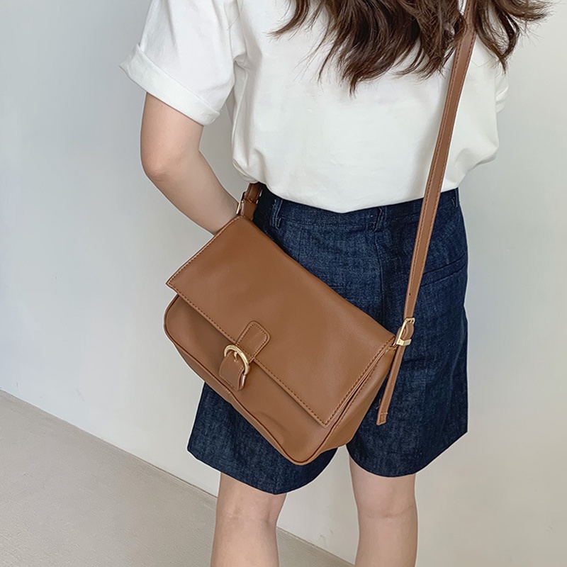 Túi đeo chéo màu sắc đơn giản sức chứa lớn có khóa thời trang cho nữ