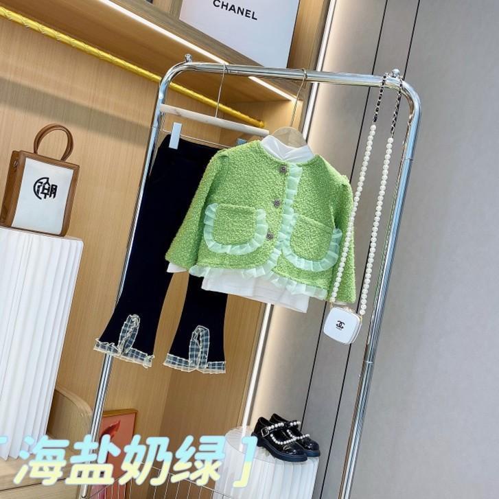 Hàng Mới Về Bộ Áo Khoác + Quần Dài Ống Loe Thời Trang Thu Đông Cho Bé Gái