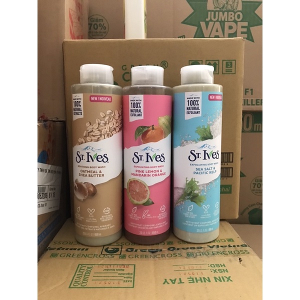 Sữa tắm St.ives 650ml trắng da, tẩy tế bào chết 650ml-USA