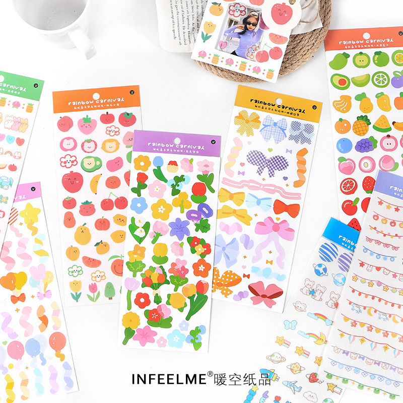 Miếng Dán Màu Sắc Cầu Vồng Trang Trí Nhật Ký/Sổ Tay DIY