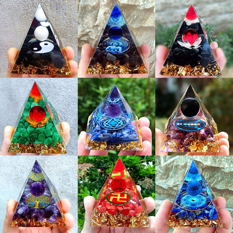 Đá thanh tẩy kim tự tháp chakra 7 đá