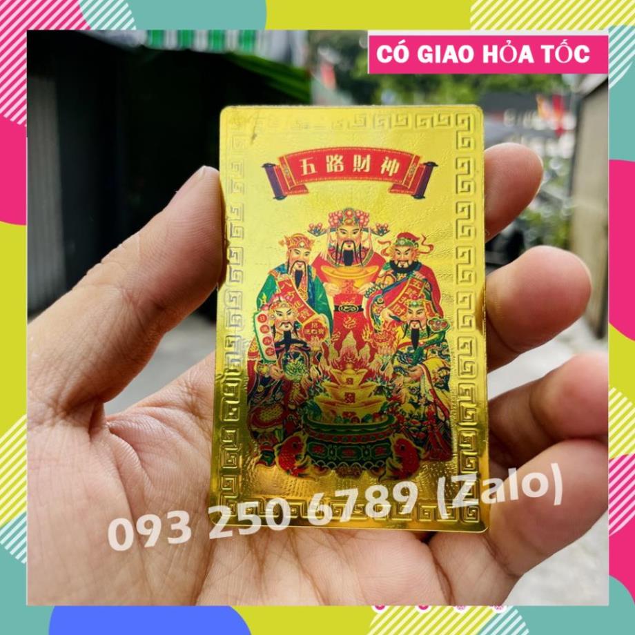 Thẻ Kim Bài Quan Thế Âm, Phật Thích Ca, Ngũ Lộ Thần Tài Khai Lộc, Thần Tài Triệu Công Minh Plastic Mạ Vàng Phong Thủy