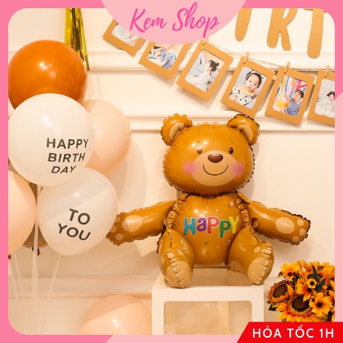 Bóng gấu nâu Teddy 3D size đại Kem Shop trang trí sinh nhật - K206
