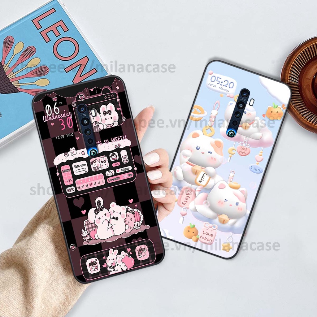 Ốp Oppo Reno 2f / Reno2 F hình đồng hồ icon gấu mèo cute cực dễ thương ngộ nghĩnh