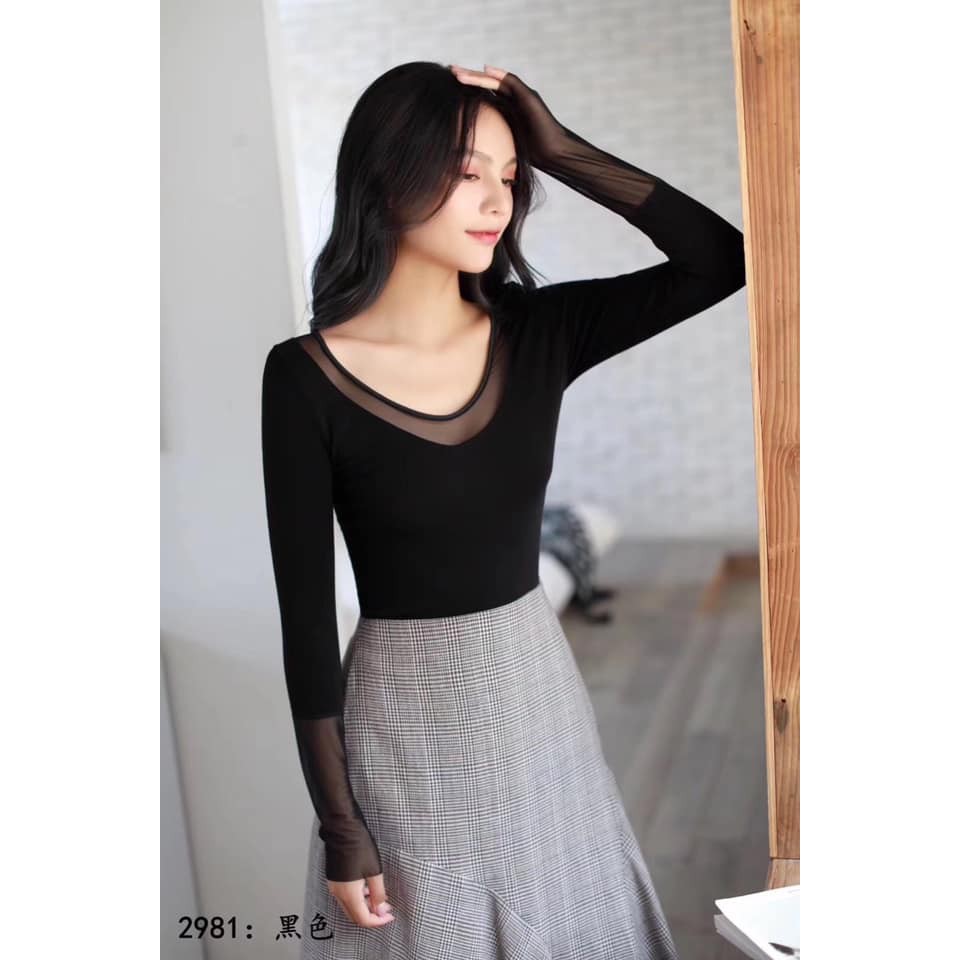 Áo giữ nhiệt trơn cổ tim