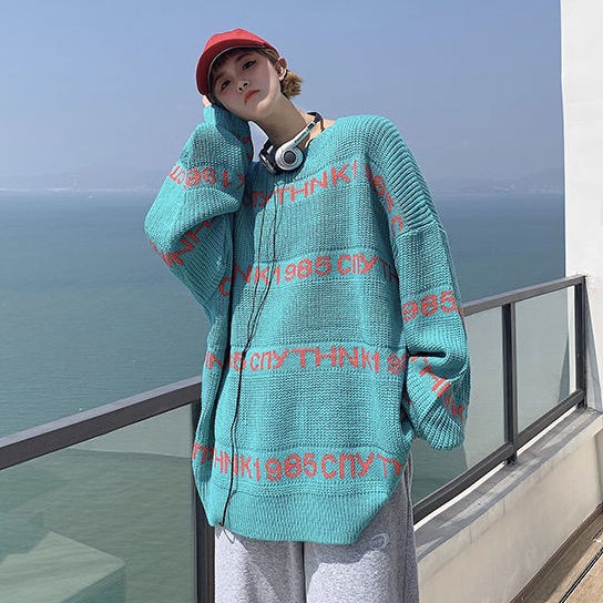 Áo Sweater Dệt Kim Dáng Rộng Kiểu Retro Hàn Quốc Ấm Áp Cho Nữ