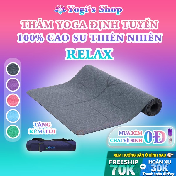 Thảm Yoga Cao Su PU Định Tuyến Hoa Văn Relax (Tặng Túi Đựng)
