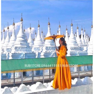 VÁY MAXI ĐŨI KÈM NƠ TIỂU THƯ (ảnh thật)