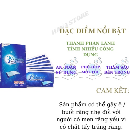 Miếng dán trắng răng tiện lợi 3D White Teeth Whitening Strips Mỹ Phẩm Hana Miếng Dán chăm sóc răng Hộp 7 Miếng