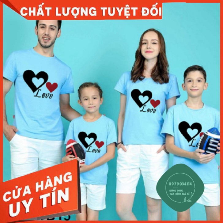 Áo thun giá sỉ  ÁO THUN GIA ĐÌNH - ĐI BIỂN IN HÌNH TRÁI TIM SIÊU HOT ĐỦ MÀU ĐỦ SIZE - ATGD15