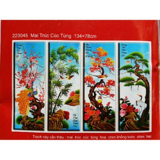 Tranh thêu chữ thập TỨ QUÝ 223045 chưa thêu.