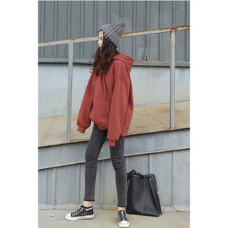 ORDER ÁO HOODIE ĐỎ GẠCH NỈ BÔNG TRƠN NỮ DƯỚI 55 KG Ảnh khách mặc cuối cùng)