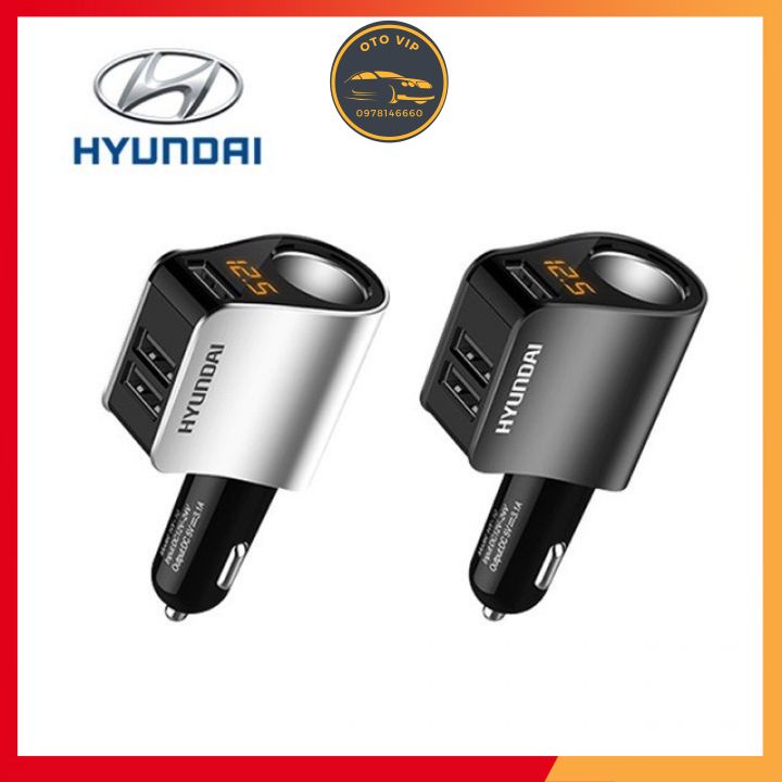 Tẩu sạc xe ô tô hyundai HY10 2 cổng USB - 1 cổng tẩu cắm được nguồn camera. Sạc oto đa tính năng